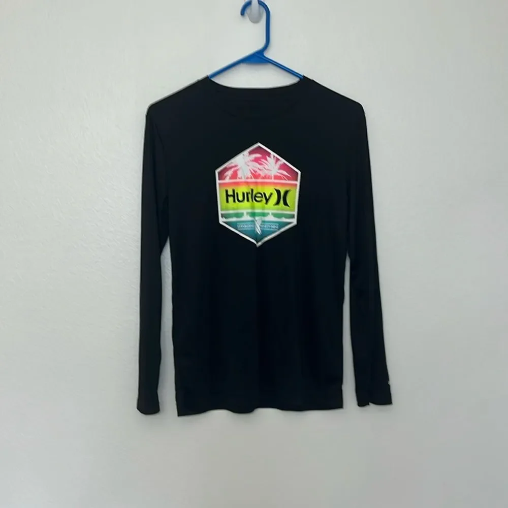 Hurley Youth Boy's sz 14/16 UPF 50+ H2O Dri Fit Long Sleeve Rash Guard Swim Top
